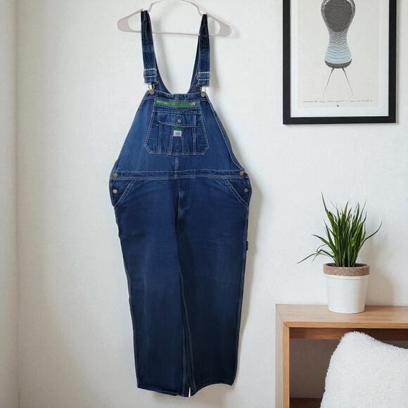 Men's Blue Denim Bib Liberty Overalls Pants Size 46" x 30" Carpenter Workwear - Picture 1 of 9